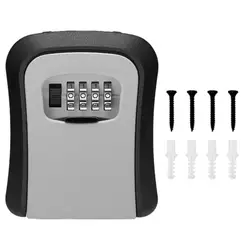 Waterproof Wall - Mounted 4 - Digit Combination Lock Key Storage Box for Secure Home or Office Access (Gray)