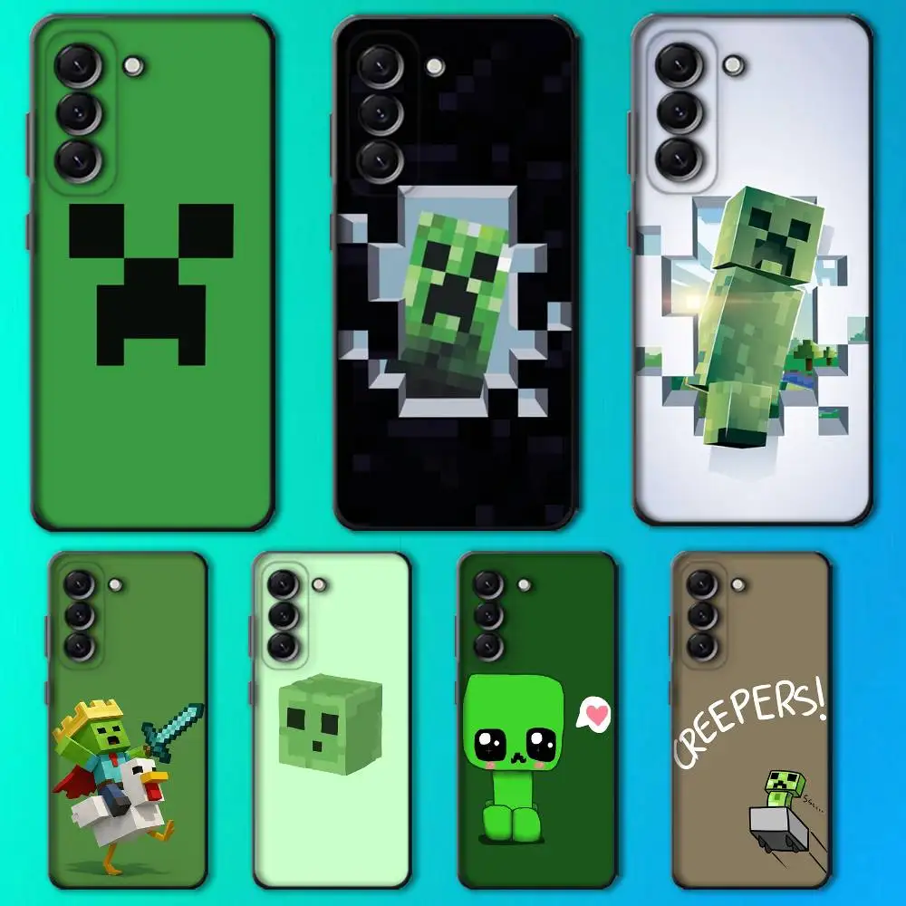 Coque de téléphone Green Pixel Monster Creeper, pour Samsung Galaxy A13,A21s,A22,A31,A32,A52,A53,A71,A80, coque noire souple