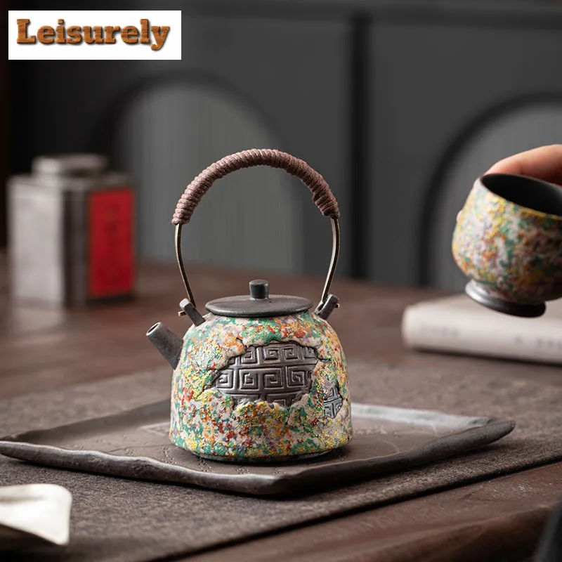 195ml Lifting Handle Teapot Elegant Tea Infuser Pot Household Tea Soaking Kettle With Ball Hole Teaset Accessories Decoration