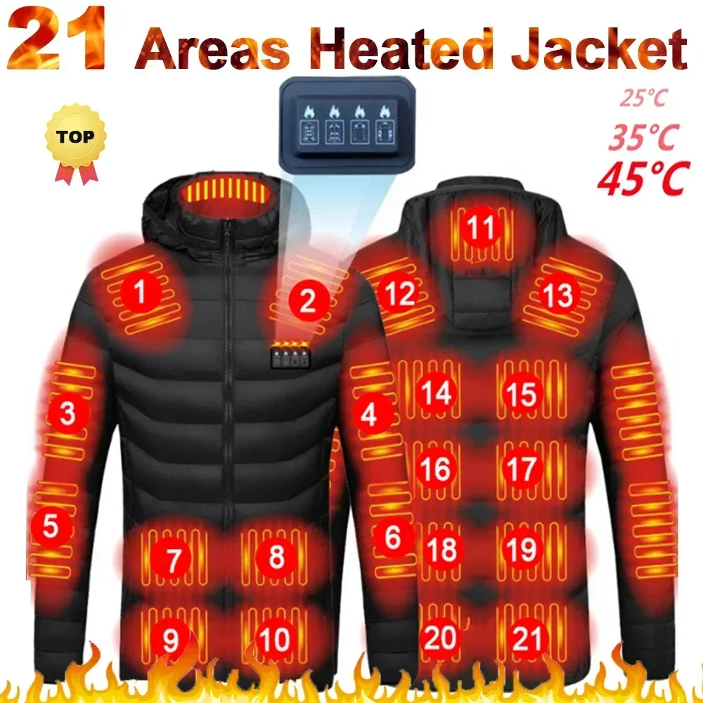 

21 Areas Heated Jacket Men Jacket Heated Winter Women Electric Usb Heater Tactical Jacket Man Thermal Vest Body Warmer Coat 2024