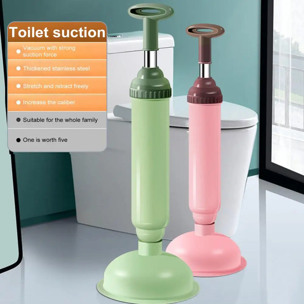 45cm Silicone Toilet Plunger High Pressure Pump Anti-Clogging Drain Cleaners Suction Cup Telescopic Handle Toilet Clog Remover
