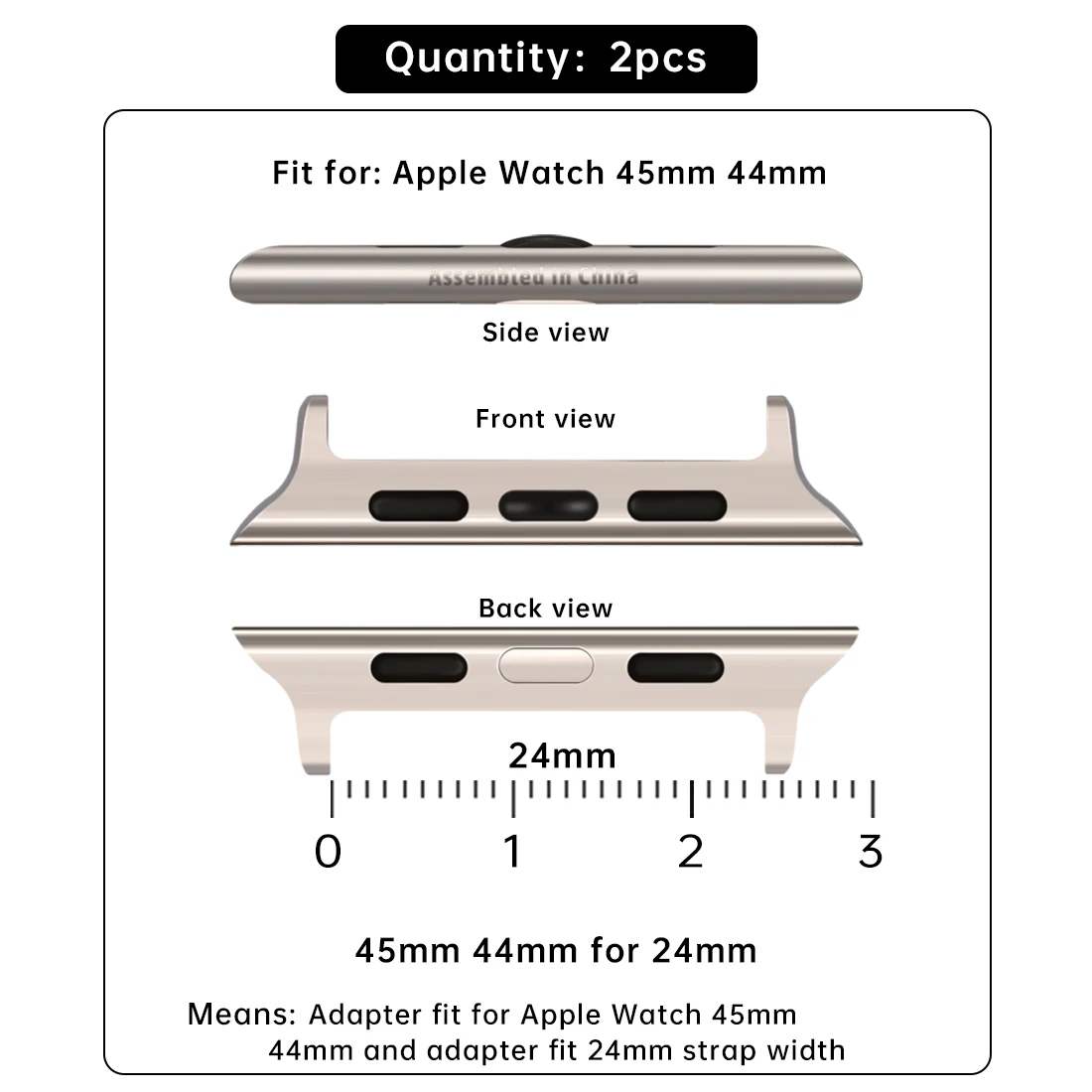 Premium Stainless Steel Connectors for Apple Watch Bands (2-Pack)