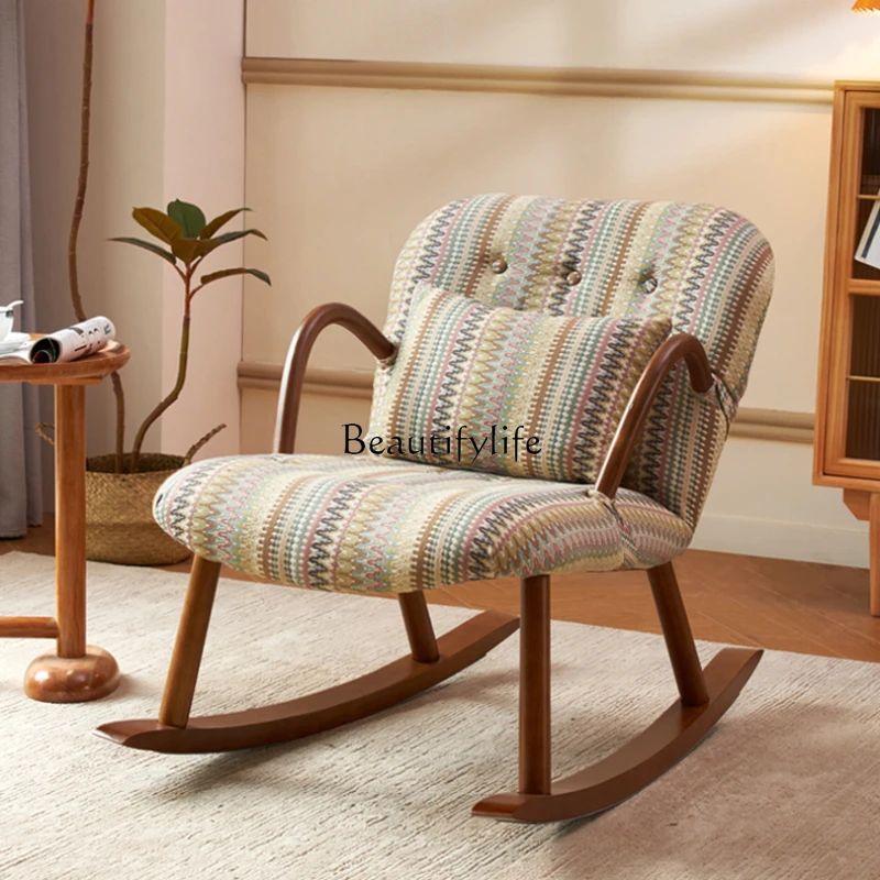 

Solid Wood Occasional Table and Chair Balcony Living Room Small Apartment Home Pattern Lounge Sofa Chair