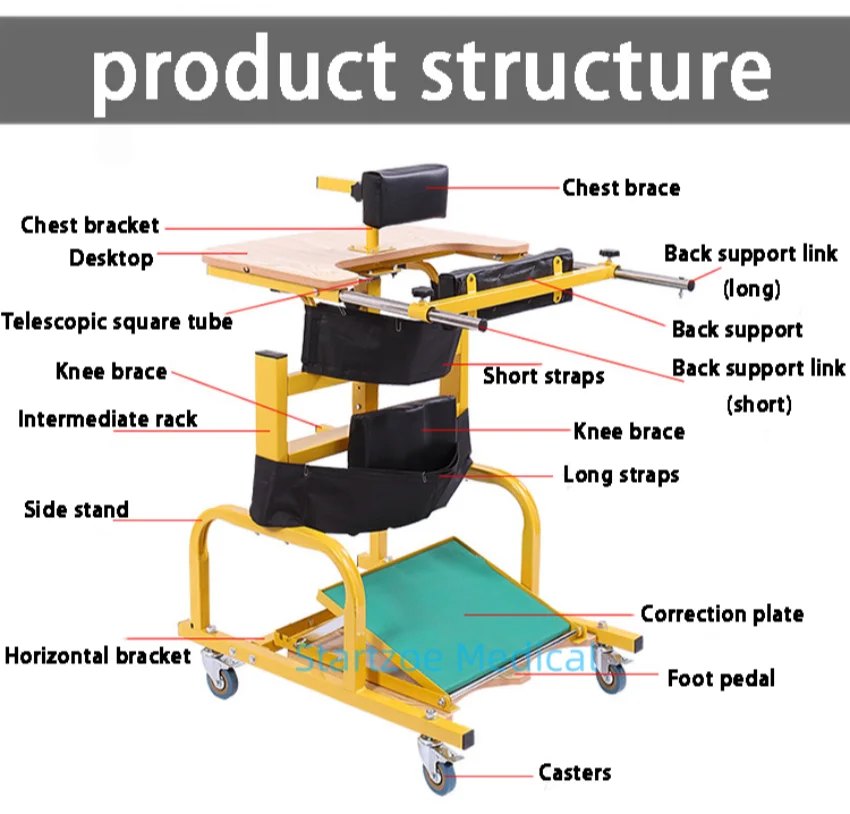 rehabilitation Children standing force auxiliary device steel plate thickening  train Assisted walk aid with universal wheel 2