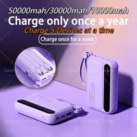 50000mAh Power Bank Fast Charging Large Capacity Power Bank Portable With Built-in 4 Cables Battery For IPhone Samsung Xiaomi 1