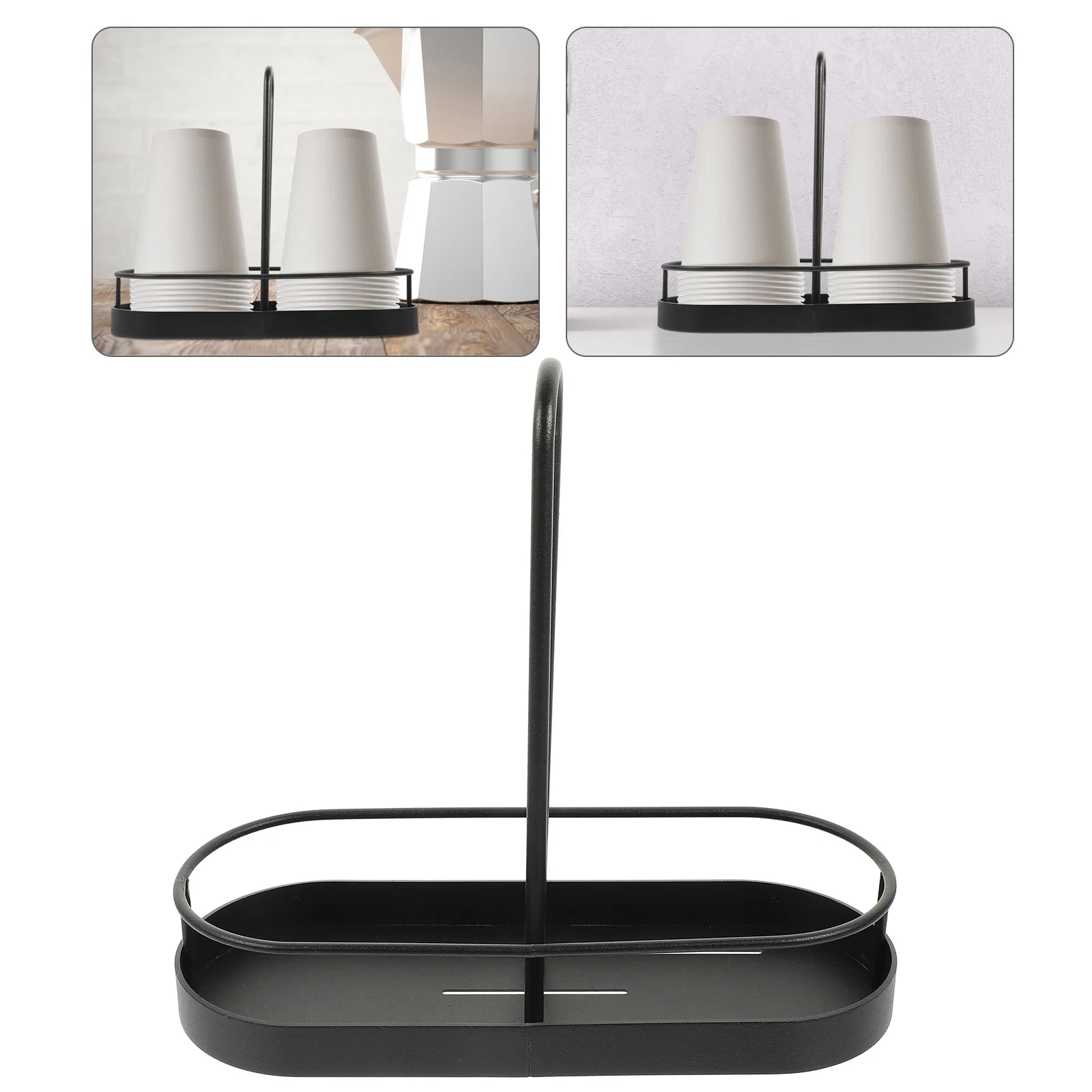 

Carbon steel Cup Storage Mount Holder Disposable Glasses Dispenser Papercup Cups Coffee Stand Black