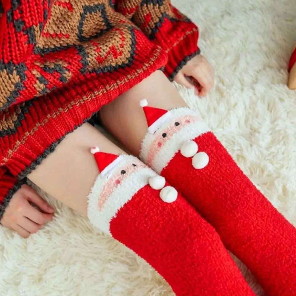 Tube Socks Women Stripe Christmas Gift Snowman Santa Claus Elk Ladies Hosiery Floor Socks Christmas Stockings Cotton Calf Socks