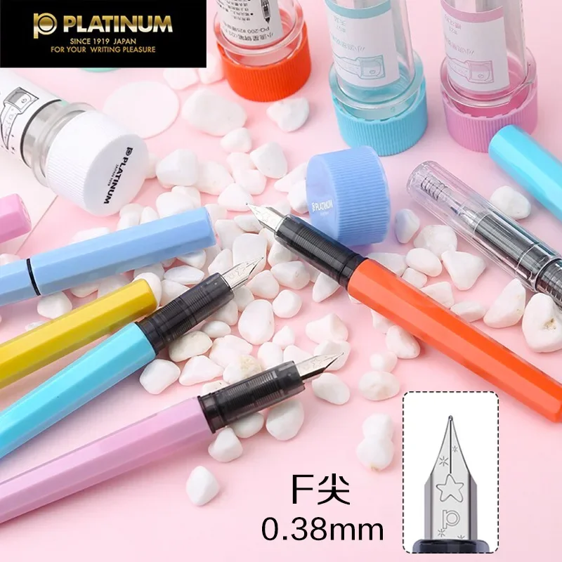 Japanese PLATINUM Pen PQ-200 Little Meteor Color Macaron Color Student Writing F Tip Pen Learning Stationery Office Supplies 6