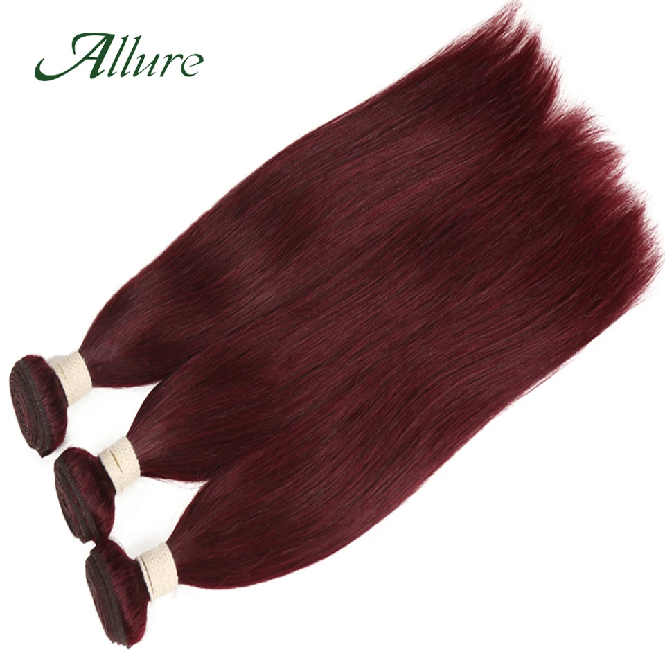 99J Straight Human Hair Bundles Wine Red Human Hair Extenstion 12A Remy 1/3 Pcs Straight Bundles Allure