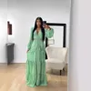 Robe Maxi élégante pour femmes, à volants, manches longues, ajourée, robes de soirée, Chic, vert, bleu, violet, nouveau, vacances d'été