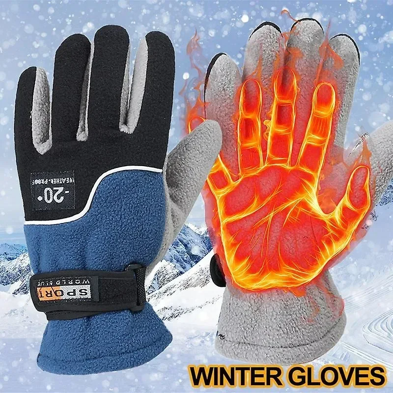Winter Warm Gloves Outdoor Skiing Cycling Outdoor Sports Five Fingers Mittens Plush Thickening For Men Warm Motorcycle Gloves