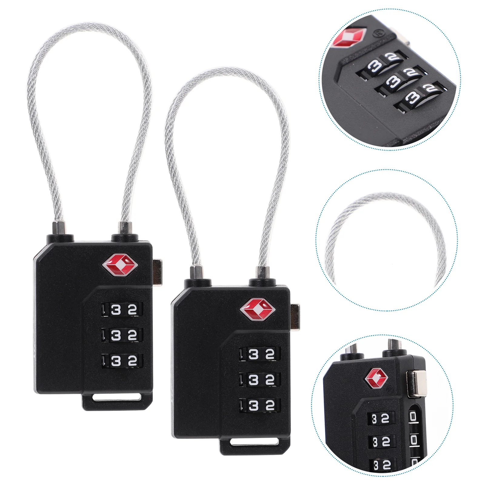 

Luggage Combination Lock Portable TSA Approved Security Cable Luggage Lock 3-Digit Combination Password Lock Padlock