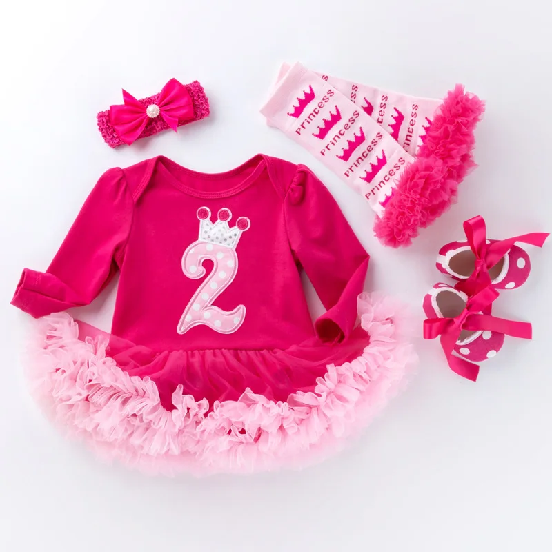 새로운  소녀 4pcs 의류 세트  아이스크림 Rompers 드레스 + 신발 + 머리..
