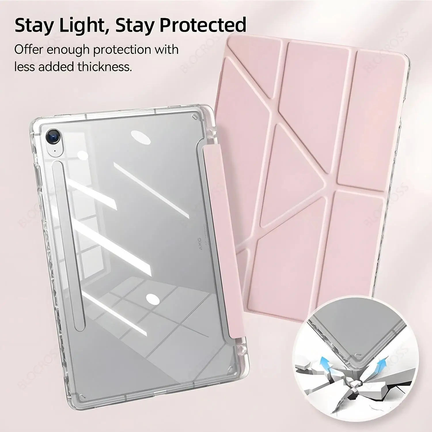 Magnetic Transparent Tablet Case with Pen Slot