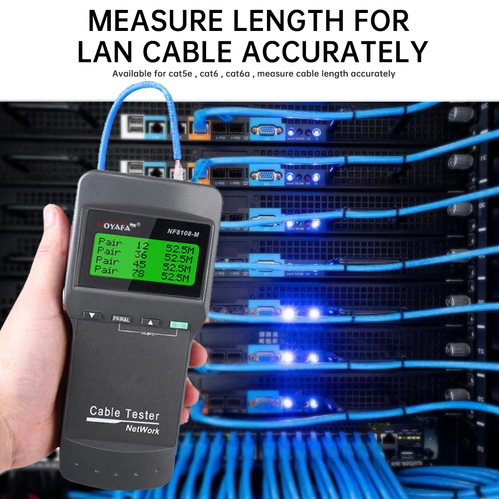 Noyafa Novo Nf8108m Testador de Cabo Rede Profissional Rj45 Testador Comprimento Medida Cabl Multifuncional Poe Ferramentas Rede - Imagem 3