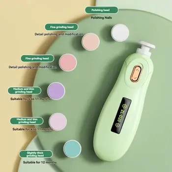 Portable Electric Baby Nail Trimmer Safety Child's Baby Nail Grinder 6 Grinding Heads Silent Newborn Nail Clippers Infants