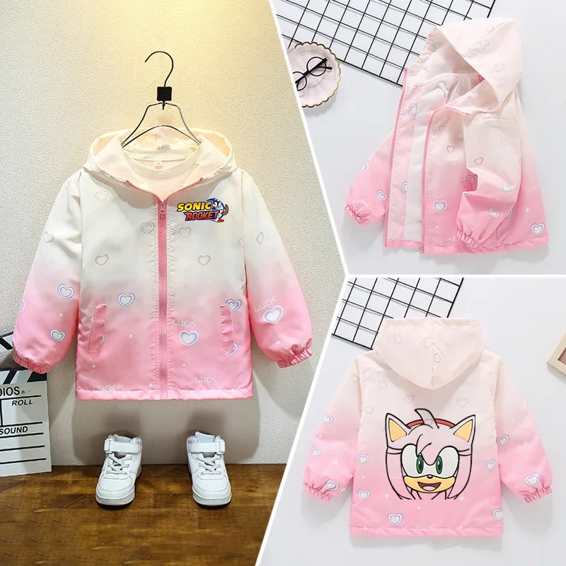 thumbnail image 1 of Chaqueta de manga larga para niñas de Sonics, cortavientos, ropa holgada con estampado, chaqueta de manga larga con cremallera, abrigos a prueba de viento, chaquetas para bebés, 1 of 5