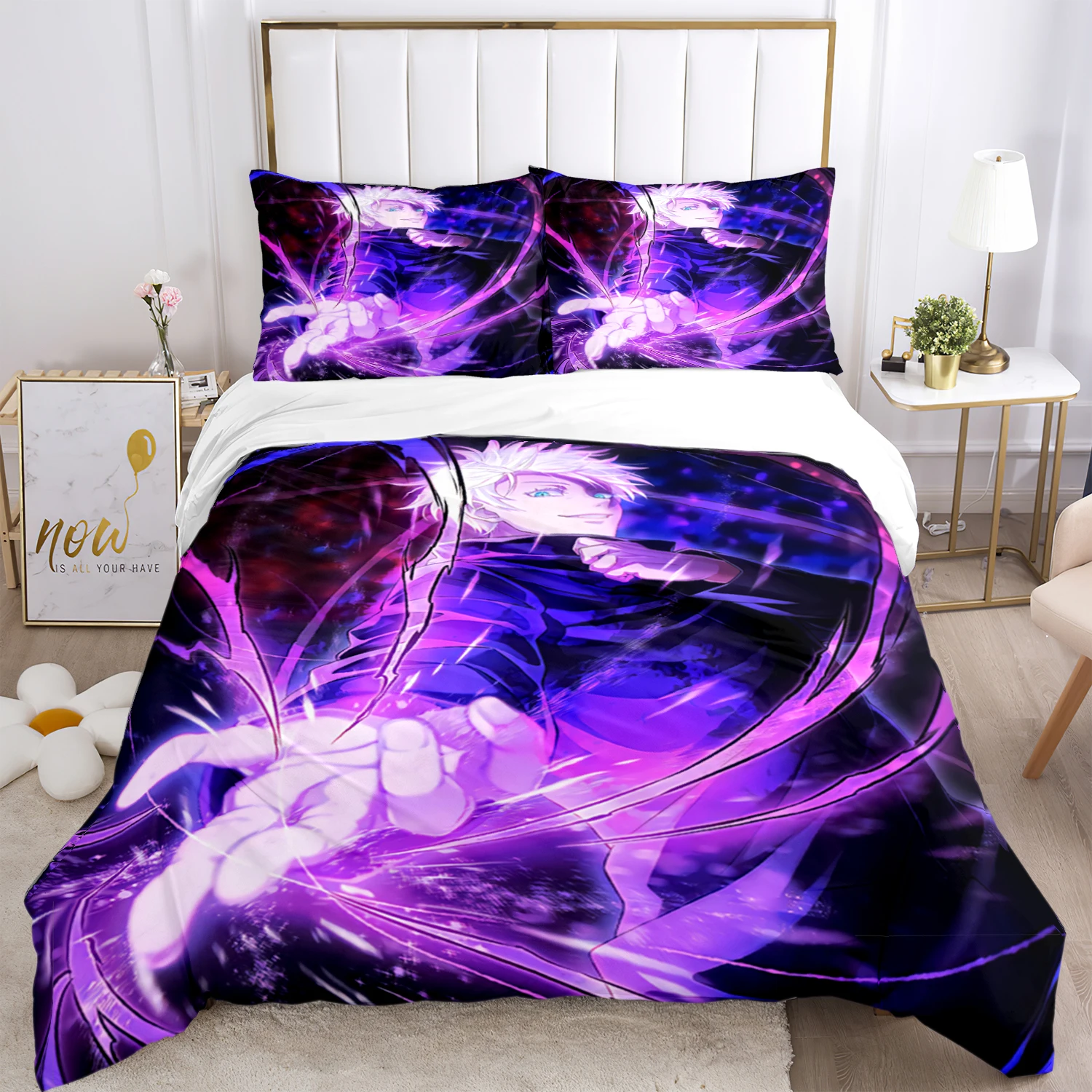 

Jujutsu Kaisen Anime art Print Three Piece Bedding Set Article Children or Adults for Beds Quilt Covers Pillowcases Bedding Set