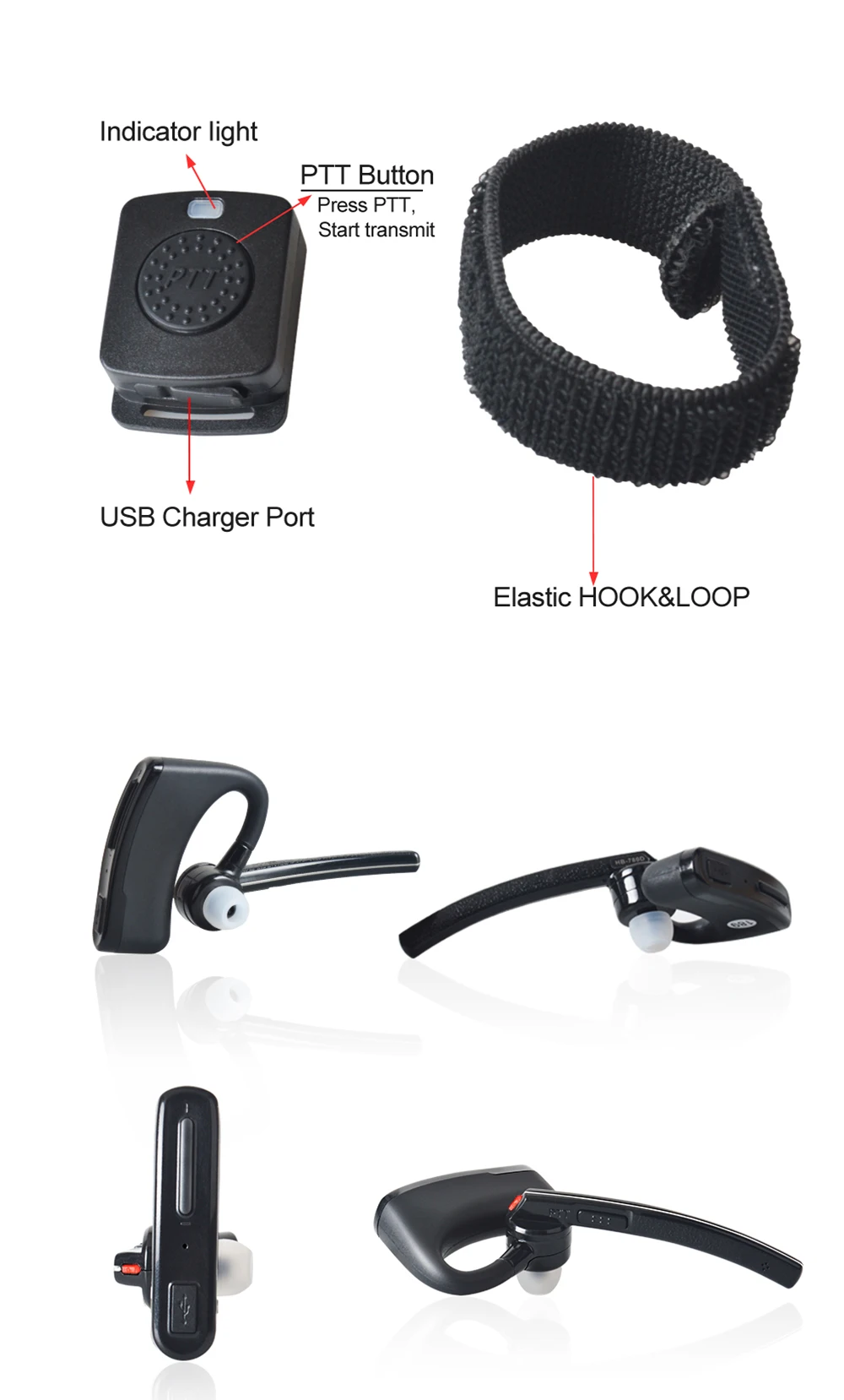 Wireless Walkie Talkie Bt PTT Headset Earpiece for Kenwood Baofeng MOTOROAL DEP450 CP200D Microphone Headset Adapter
