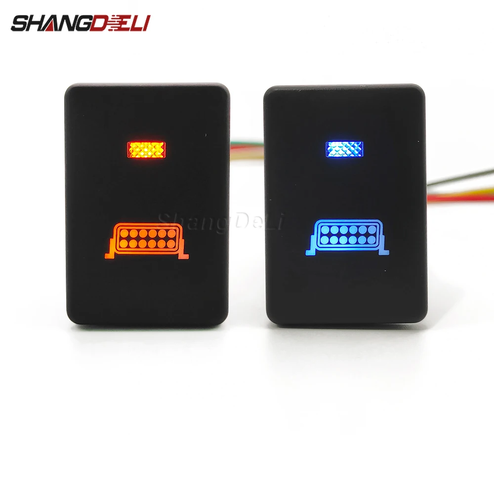 Blue/orange Car Led Light Bar Power On Off Switch Latching Button For