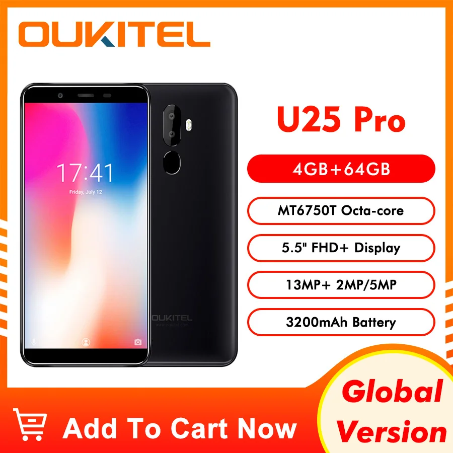 OUKITEL U25 pro смартфон 4 Гб + 64 ГБ экран 5 дюймов Android 8 1 |