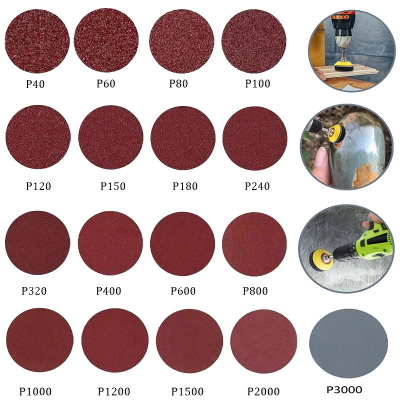 10/25Pcs 50mm/75mm/100mm 40#-3000# Grit Sanding Disc Round Pad Sandpaper Wood Polishing Grinding Sheet Abrasive Tool 25pc 50mm grit paper and polishing pad sandpaper 40 60 80 100 120 150 180 240 320 400 600 800 1000 2000 sander disc sanding