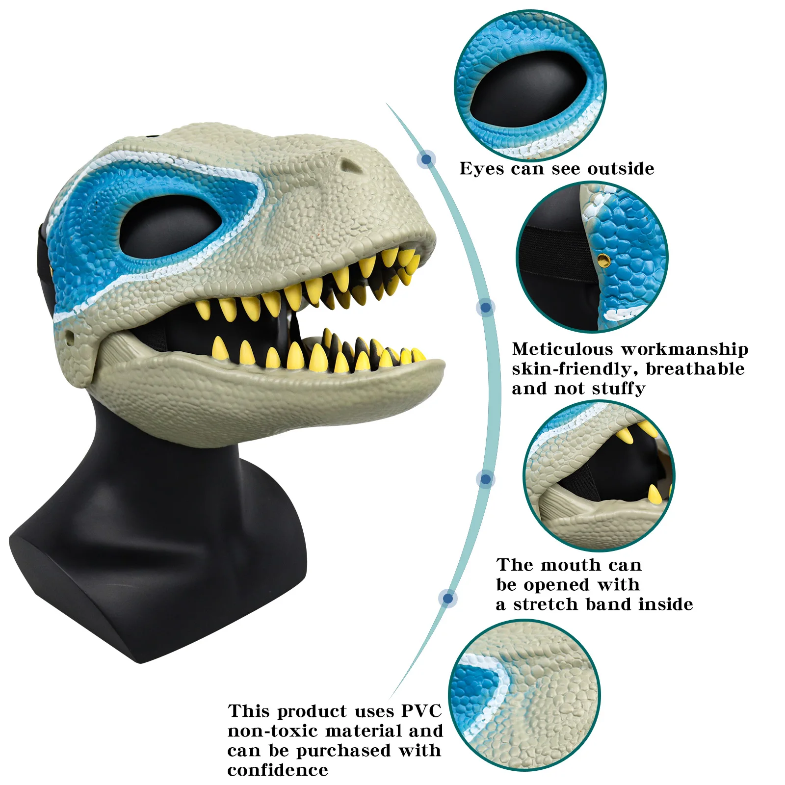 3D dinosauři maska jako živý raptor dino pohyblivé čelist dinosauři maska vysoký kvalita pvc bh headwear halloween děti hračka karneval dar