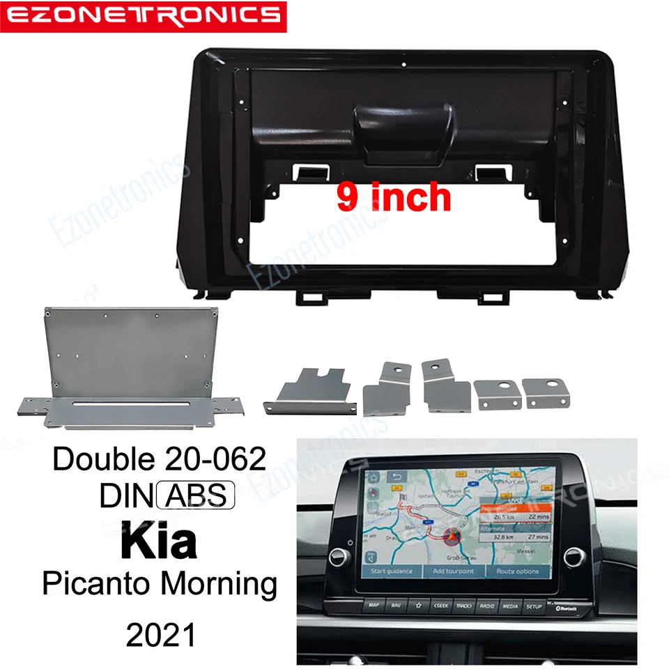 

1/2Din Car CD DVD Frame Audio Fitting Adaptor Dash Trim Kits Facia Panel 9inch For Kia Picanto Morning 2021 Double Radio Player