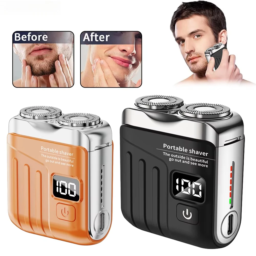 전기 면도기 남성용 습식 건식 겸용 듀얼 블레이드 면도날 USB 충전식 미니 휴대용 얼굴 수염 트리머 가정 여행용