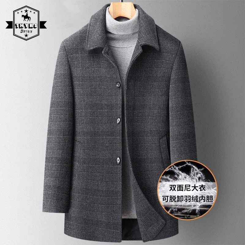 

Мужской брендовый зимний теплый пуховик, парка со съемной подкладкой, шерстяное пальто, кашемировое пальто, модная ветровка, осенняя одежда