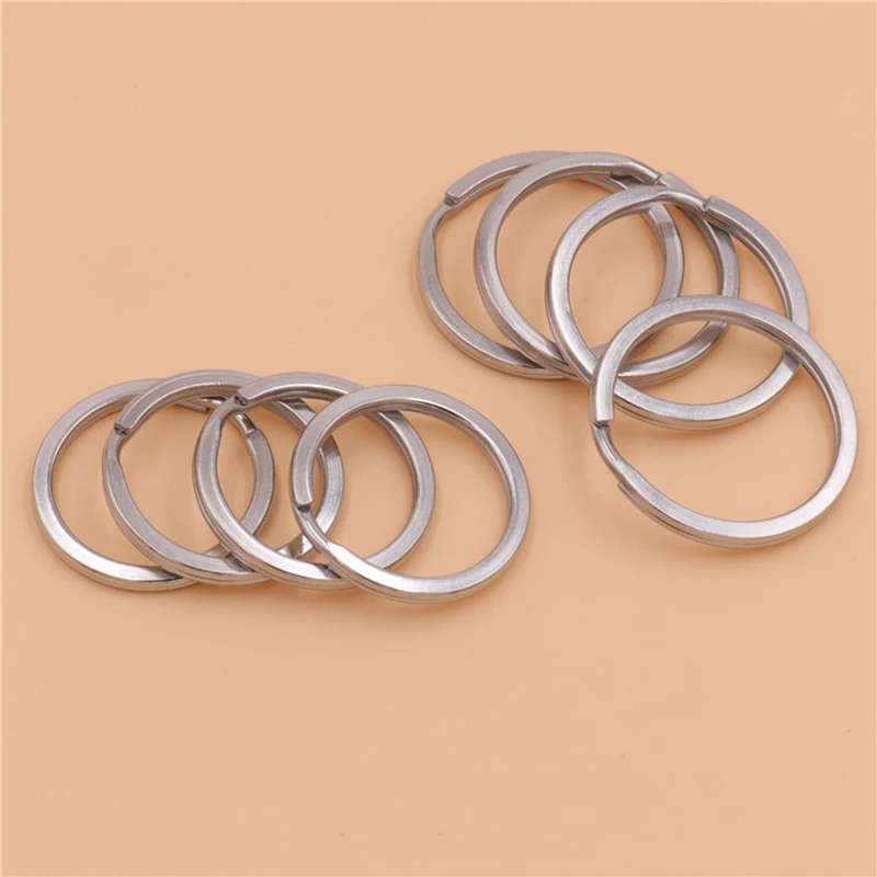 Metal Keyring 5pcs Flat-wire Double Loop 15-38mm DIY Leather Craft Hardware