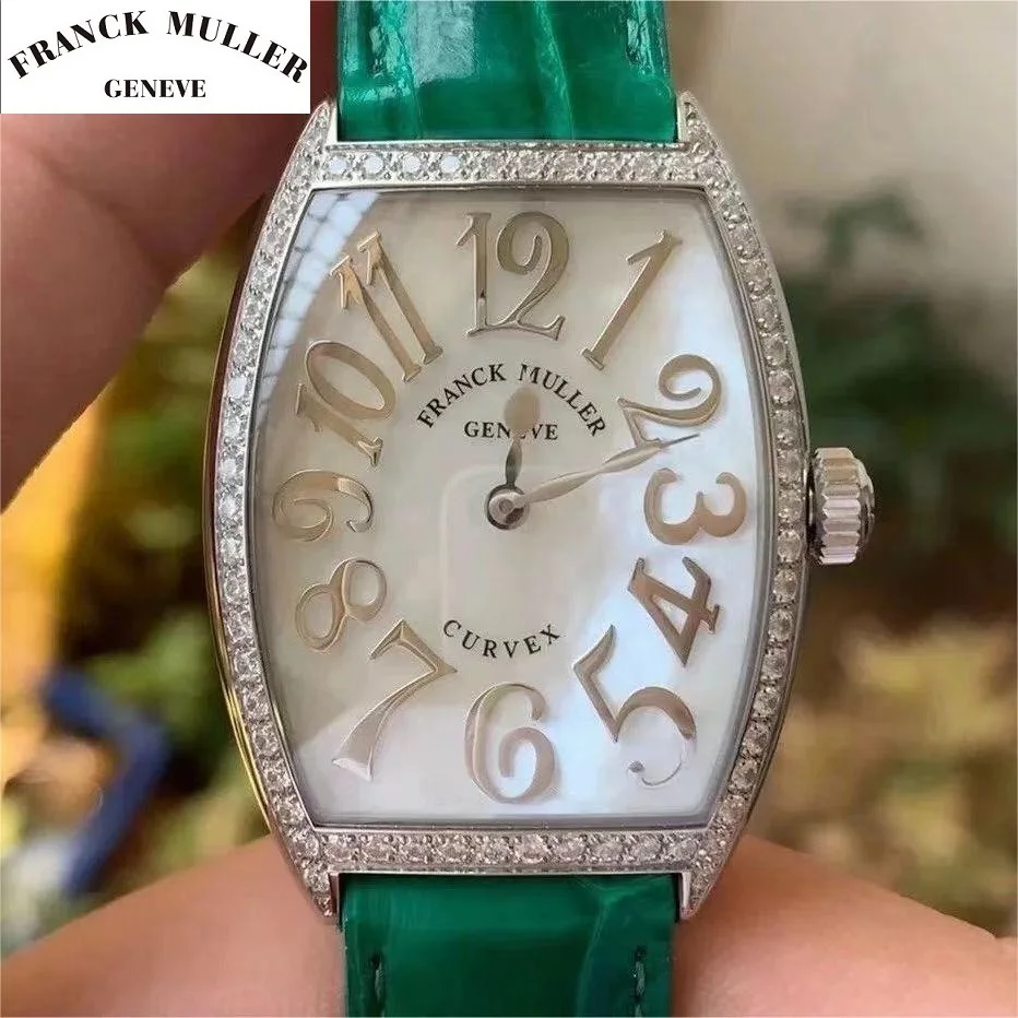 FRANCK MULLER Tonneau Luxury Women\'s Quartz Wristwatch Arch Sapphire Mirror Luxury Crocodile Leather Watch Strap Watch Female