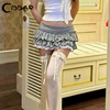 CIBBAR y2k Ruffles Pleated Mini Skirt Coquette Aesthetic A-line Low-waisted Short Skirts for Women 2000s Vintage Clothing Ladies 1