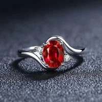 Red Alumina Gem Ring for Women with Embedded Diamonds Luxury Pigeon Blood Ring Elegant Jewelry Accessory from Mainland China