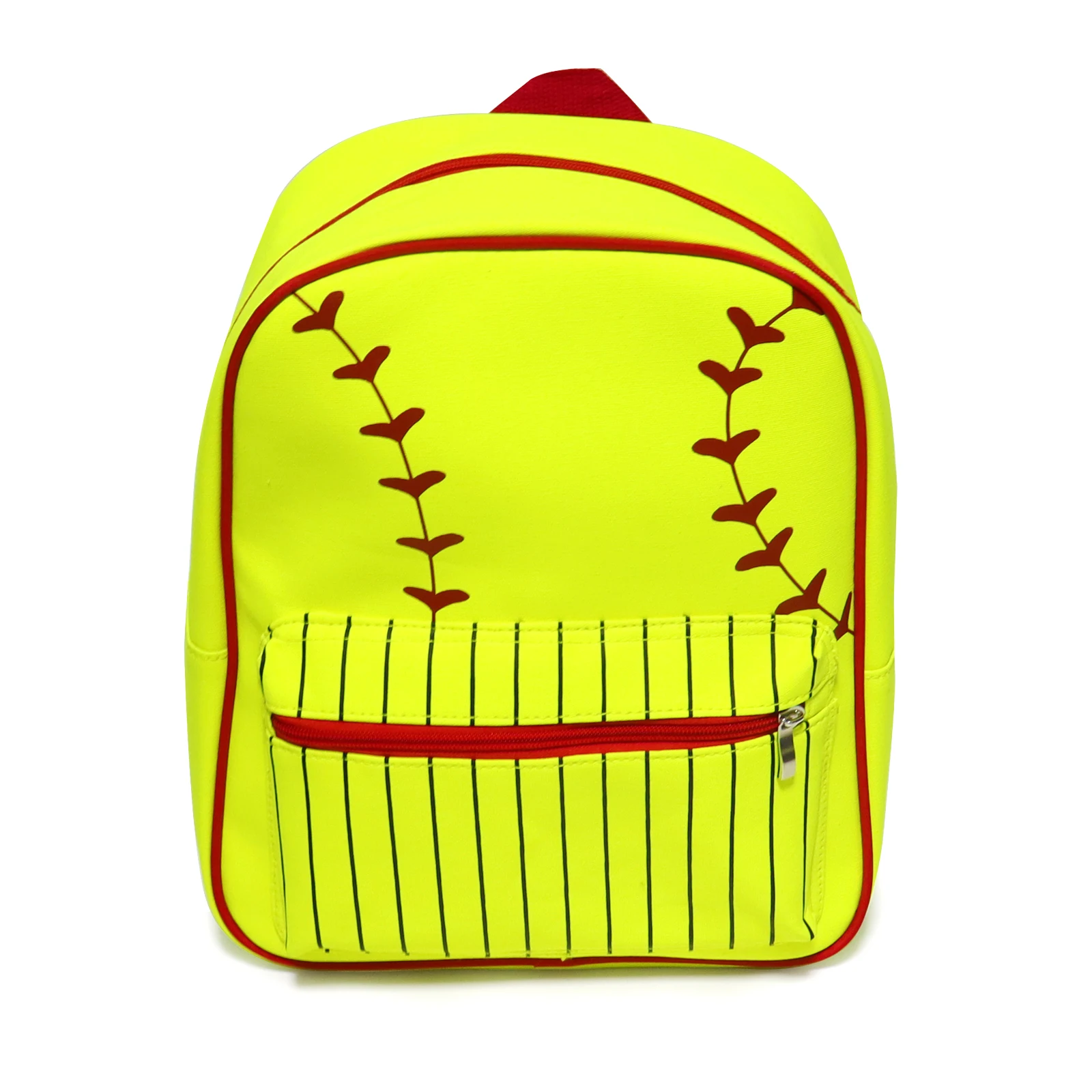 Ladies White/yellow Baseball Backpack With Red Embroidery School Bags