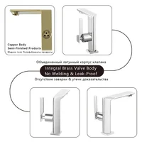 Luxury Brushed Gold Bathroom Washbasin Faucet Modern Sink Basin Faucets Single Hole Hot and Cold Mixer Brass Bathroom Water Tap 4