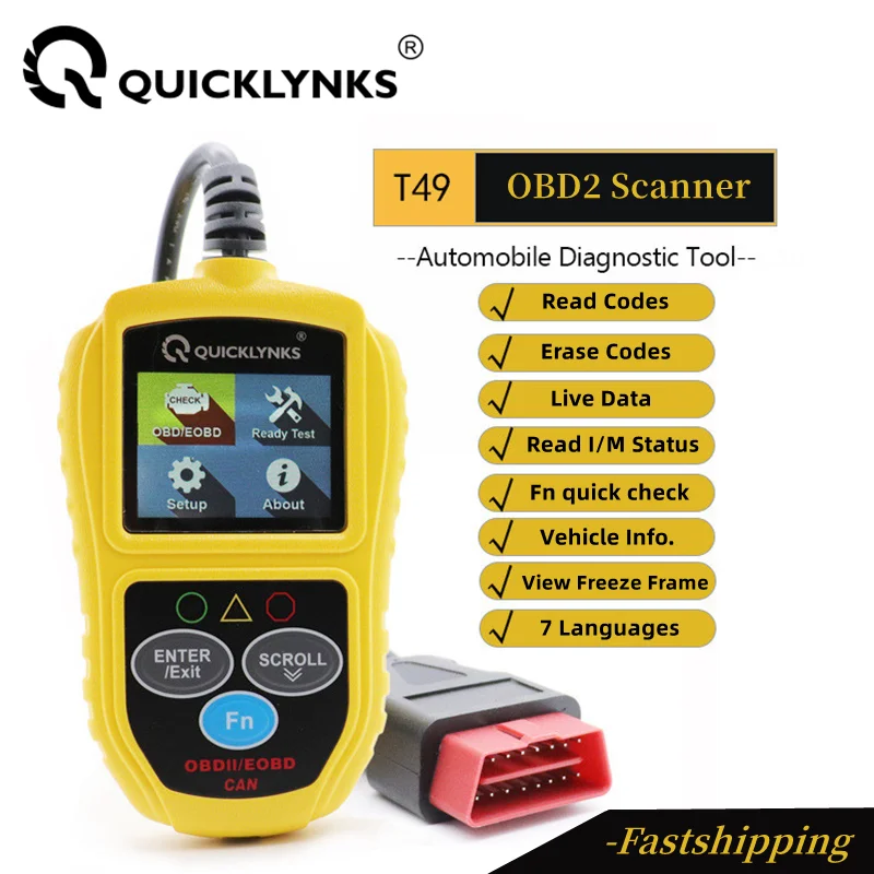 QUICKLYNKS T49 Car Full OBD2 Diagnostic Tools Automotive Professional