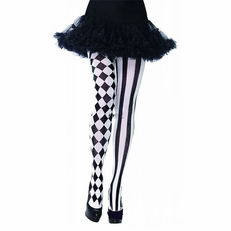 Lady Cosplay Striped Tights Stripe Stocks High Elastic Pantyhose Stockings Women Party Chrismas Clown