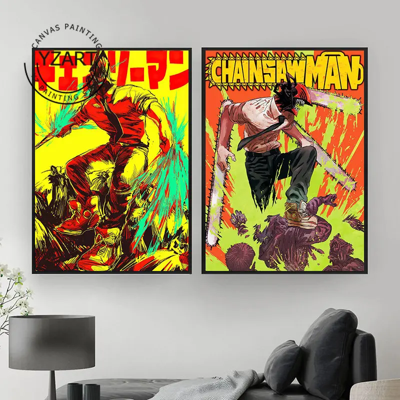 

Japanese Anime Wall Art Picture Canvas Print Anime Chainsaw Man Poster Living Room Home Decoration Painting Gift No Frame