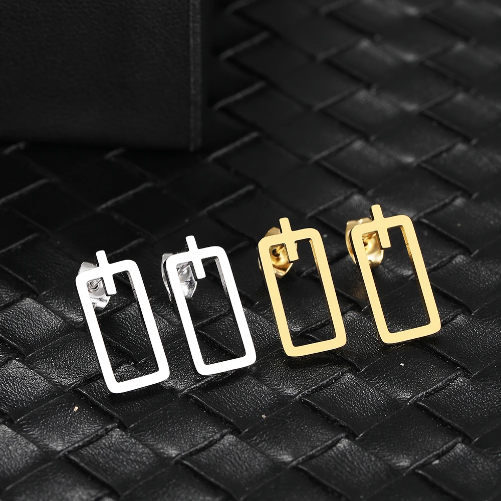 Trend Minimalist Rectangle Korean Fashion Unusual Stud Earrings - Image 4