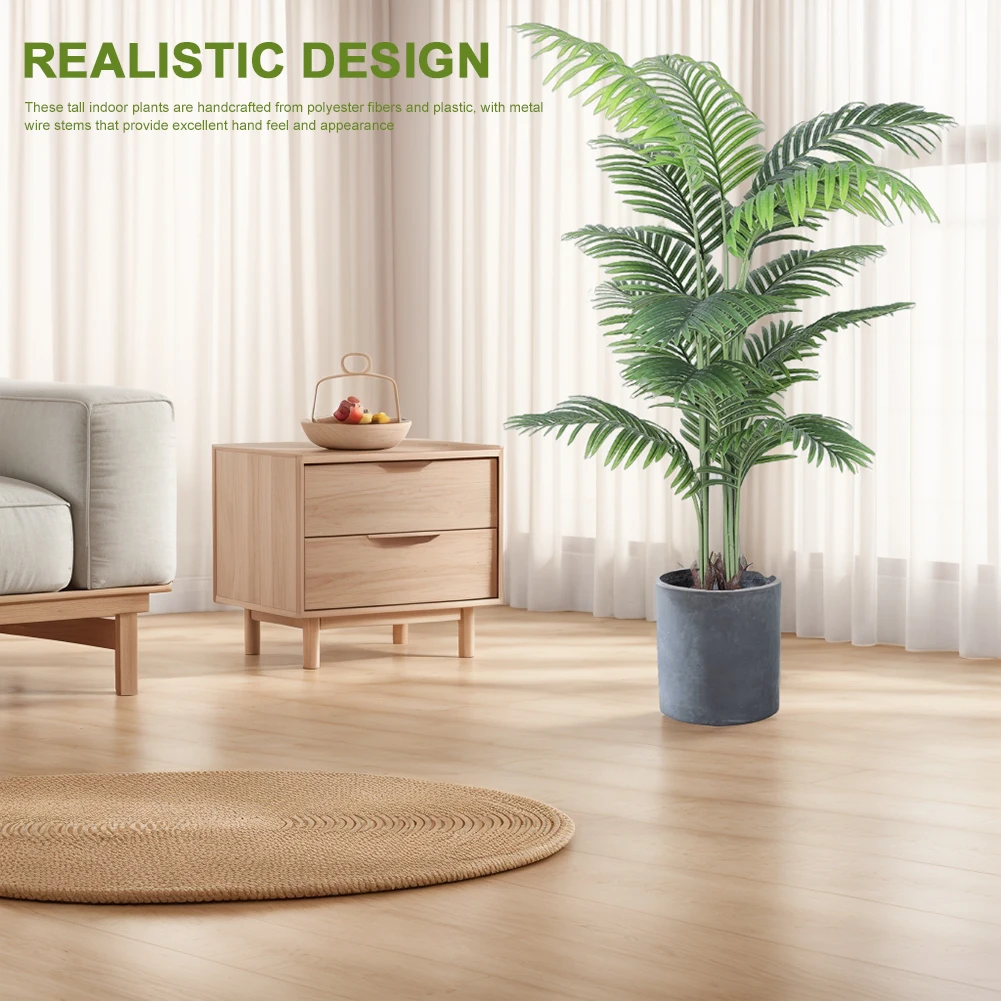 Artificial Areca Palm Plant 5FT Palm Tree Tropical Palm Plant Dypsis Lutescens Plants in Pot for Home Office Living Room