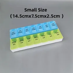 Weekly Portable Travel Pill Organizer with 14 Compartments for Medication and Supplements (NO.18)