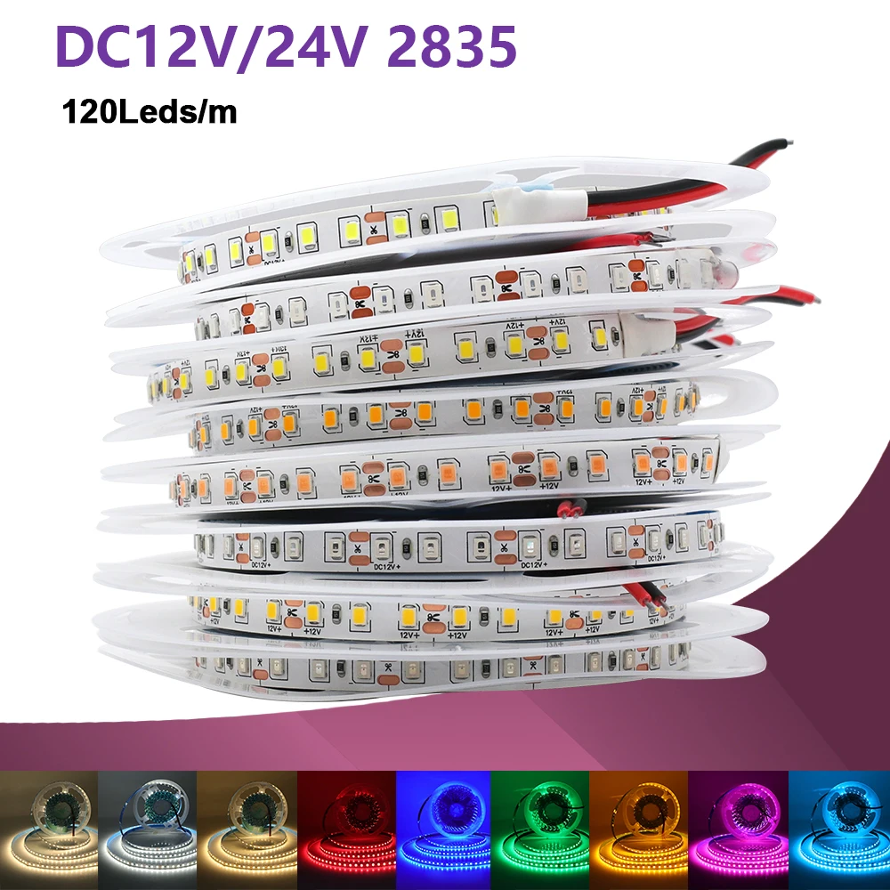 Multi-Length Flexible LED Strip Light, 120 LEDs/M, 13 Vibrant Colors, 8mm PCB, Home Illumination