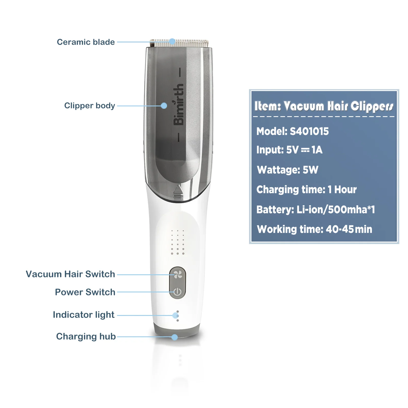 Bimirth Kids Hair Trimmer Cordless Vacuum Professional Hair Clipper Kit Waterproof Rechargeable Electric Cutting Machine hair clipper hair trimmer