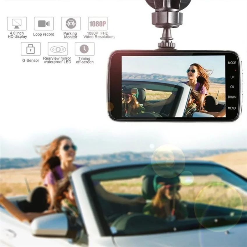 Парковочный рекордер заднего вида с двумя объективами 4 0 дюйма HD 1080P