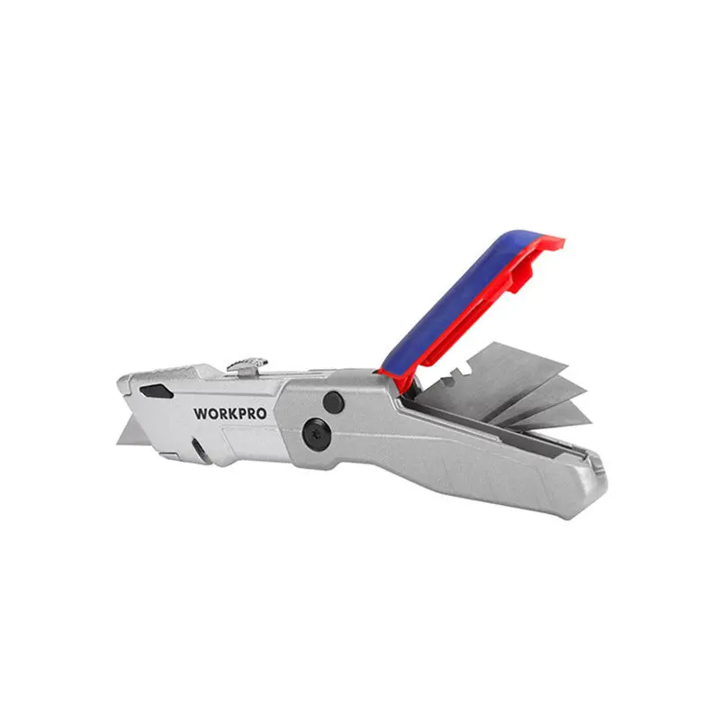 WORKPRO 접이식 유틸리티 나이프(블레이드 포함), 포켓 클립이 있는 소형 박스 커터, WP211011
