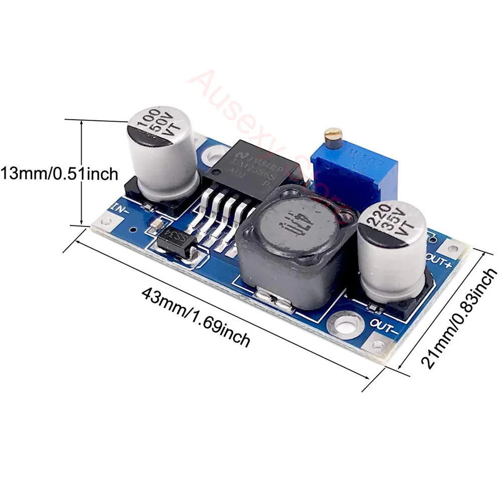 5pcs Dc-dc Lm2596 Adjustable Step-down Power Supply Module Dc To Dc 3a Max Output 1.5V-30V
