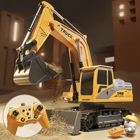 Rc Excavator Cars Trucks Alloy Remote Control Car Toy with Lights Sound Electric Engineering Vehicle Children Boys Kids Gifts 2