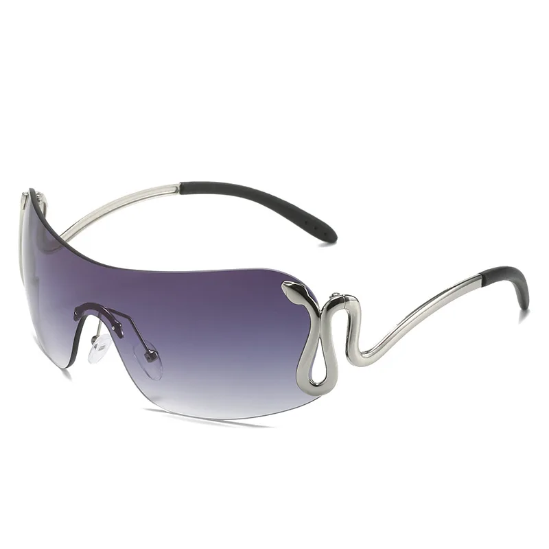 Conjoined Personality Animal Viper Sunglasses Y2k Convex Shape Metal Sunglasses Car 81045
