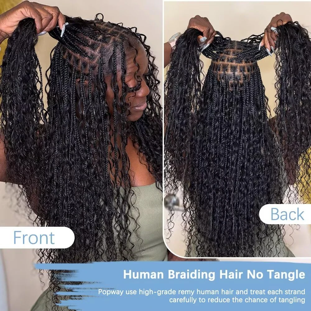 28 30 inch Deep Wave Boho Braids Bulk 55g/110g Human Hair Bulk Braiding Hair Extensions Brazilian Virgin Curly Hair for Braiding 4